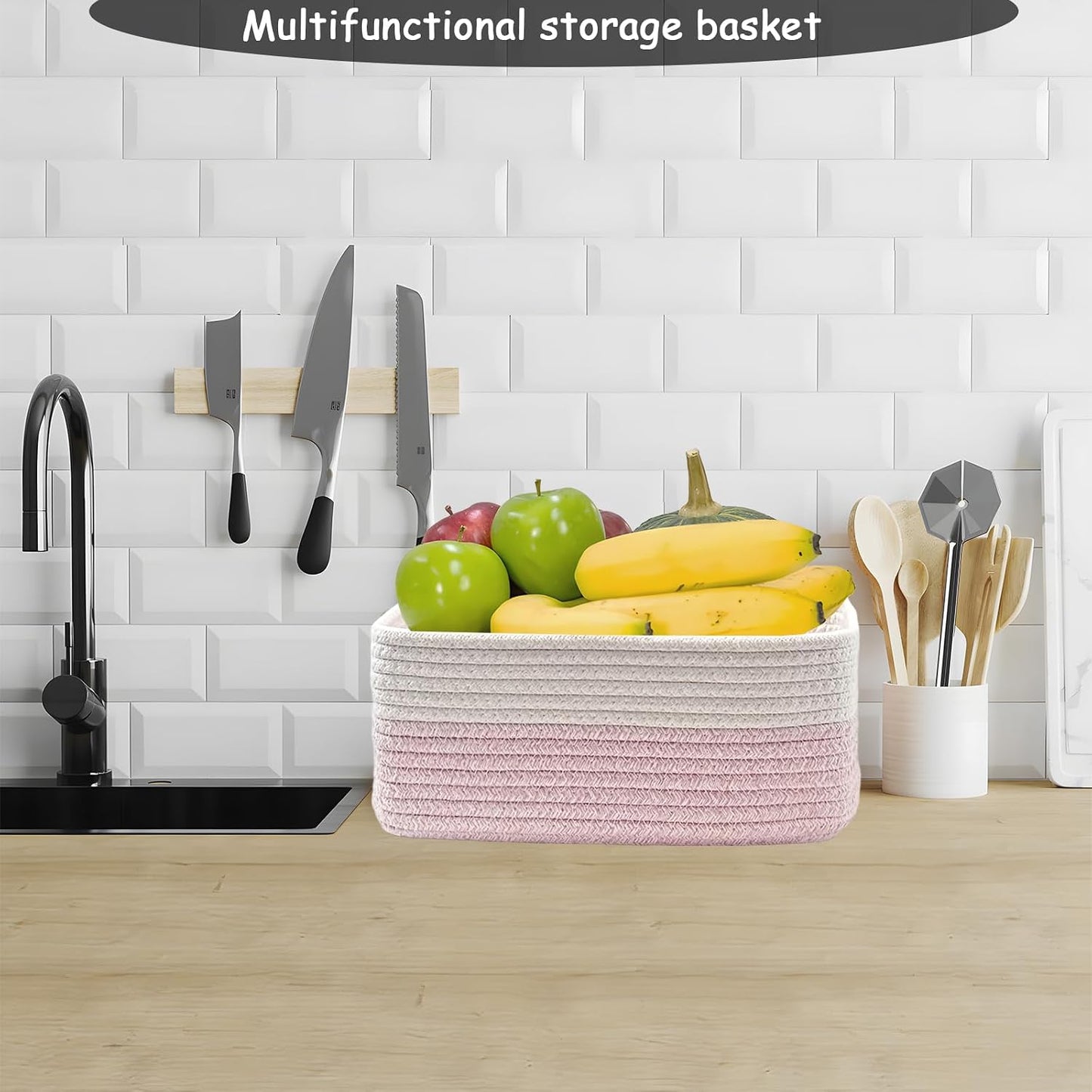 COMFY HOMI 11.5"x7.5"x4.7" Storage Baskets for Organizing | Cotton Rope Woven Basket | Toy Storage Bin Box | Basket for Shelves, Closet Organizer Bin, Decorative Closet Shelf, 3 Pack,