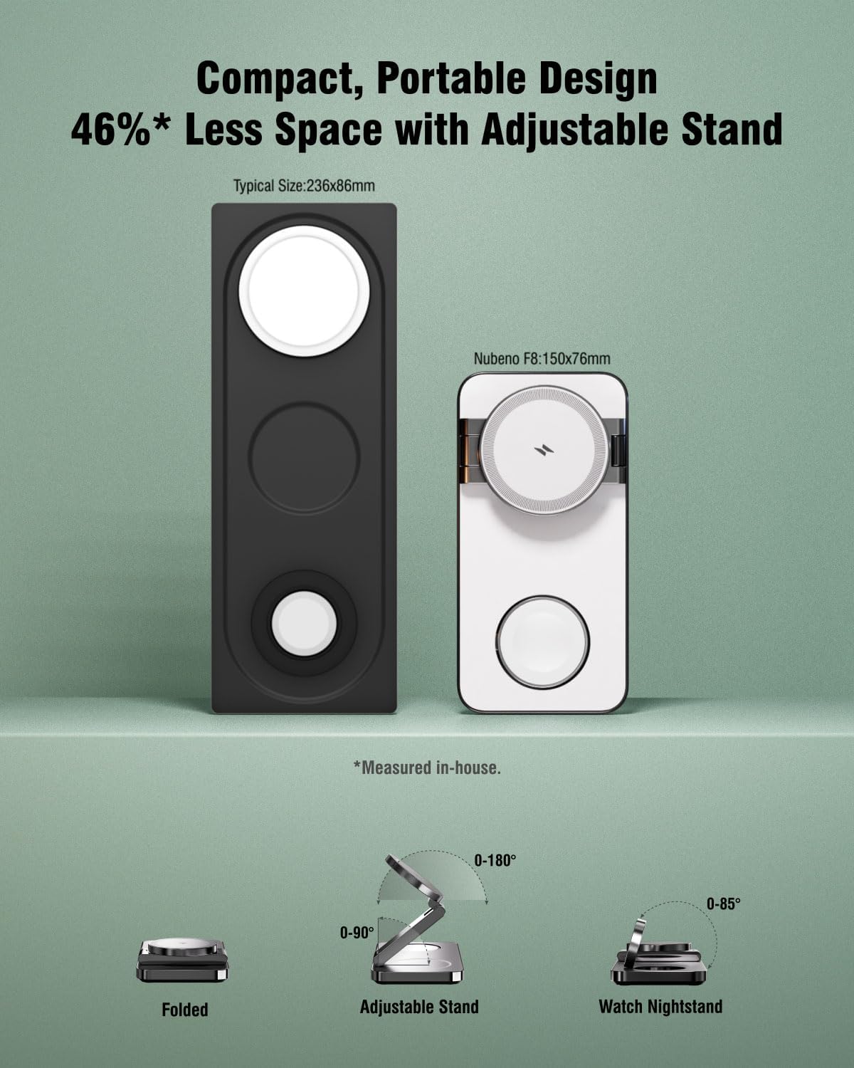3-in-1 Foldable Wireless Charging Station,15W Qi2-Certified Wireless Charger for Magsafe iPhones,3 in 1 Magnetic Charger Stand for iPhone 16/15/14/13/12, Apple Watch & AirPods.(Wht)