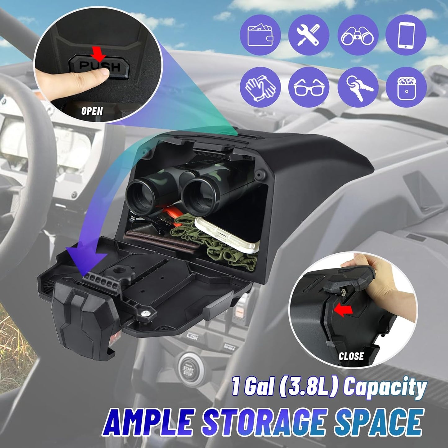 MDPROMCP Maverick X3 Tablet Holder with Storage Box, GPS Mount Compatible with Can Am Maverick X3 2017-2025 UTV Center Console Stable Phone Holder Accessories Replacement for 715002874
