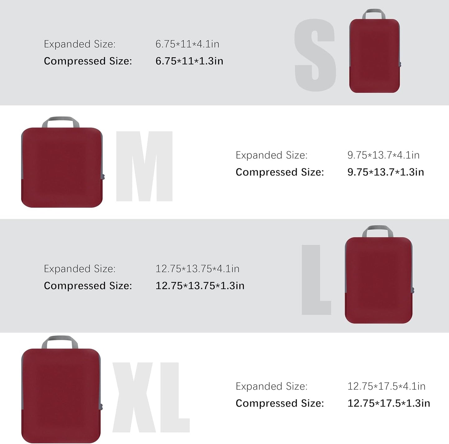 PANDA JOYS 4 Set Compression Packing Cubes Travel - Travel Accessories Expandable Packing Organizers for Carry On - Essentials Luggage Bags - Burgundy