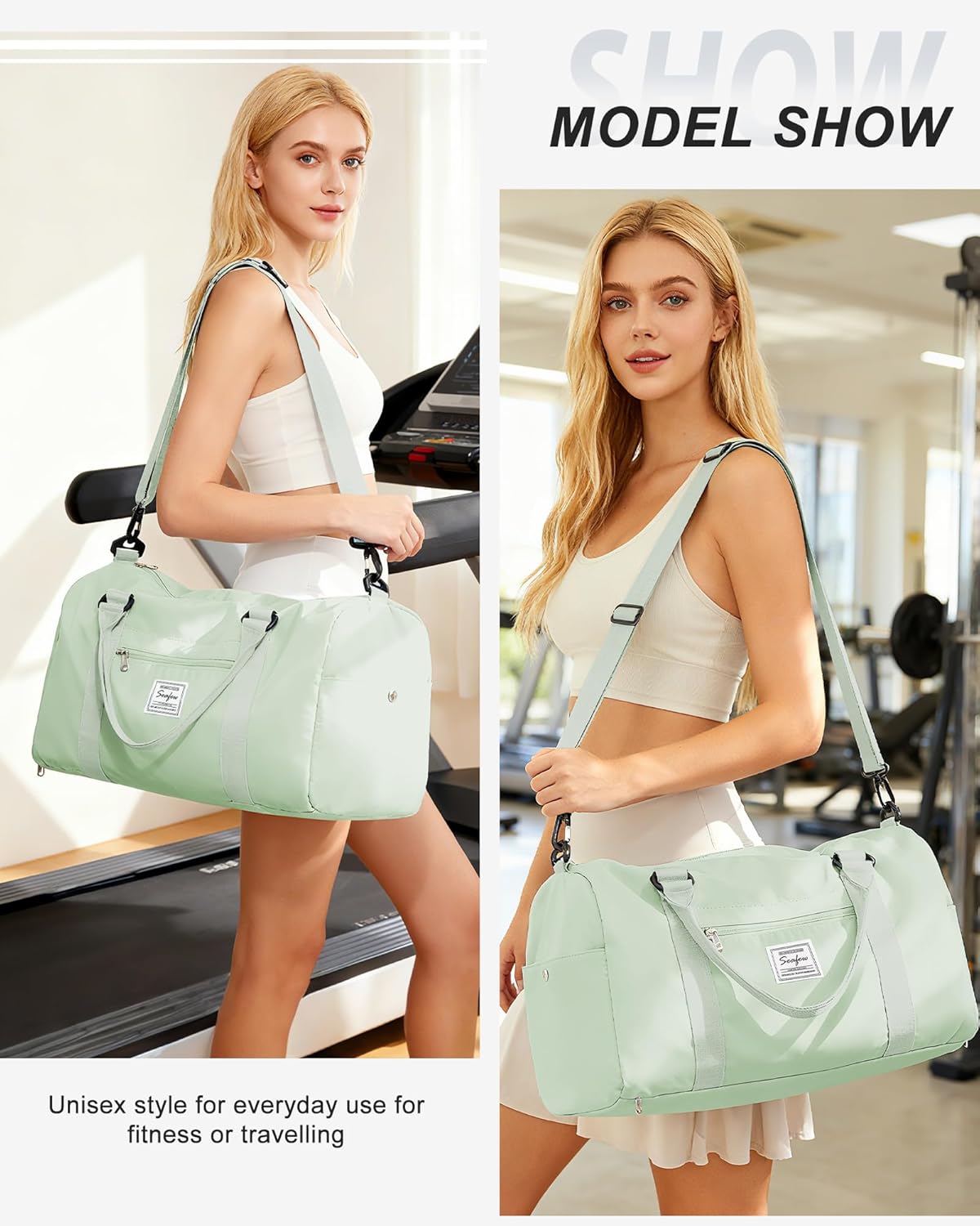 Gym Bag Womens Mens with Shoes Compartment and Wet Pocket Travel Duffel Bags for Women for Plane Sport Gym Tote Bags Swimming Yoga Small Waterproof Weekend Overnight Carry on Bag Hospital Holdalls