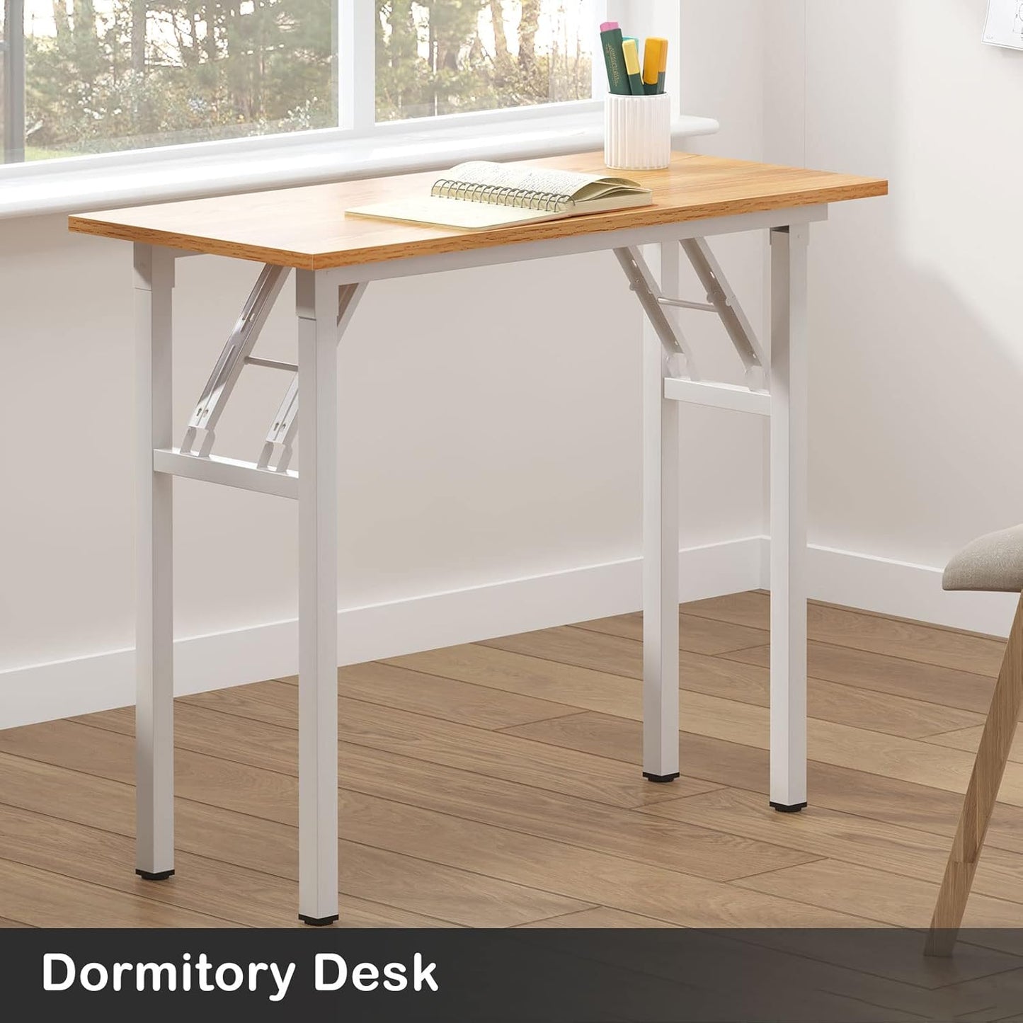 Need Small Desk, 31.5 x 15.7 Inches No Assembly Foldable Writing Table,Sturdy and Heavy Duty Folding Computer Desks for Small Space/Home Office/Dormitory AC5BW(80 * 40)