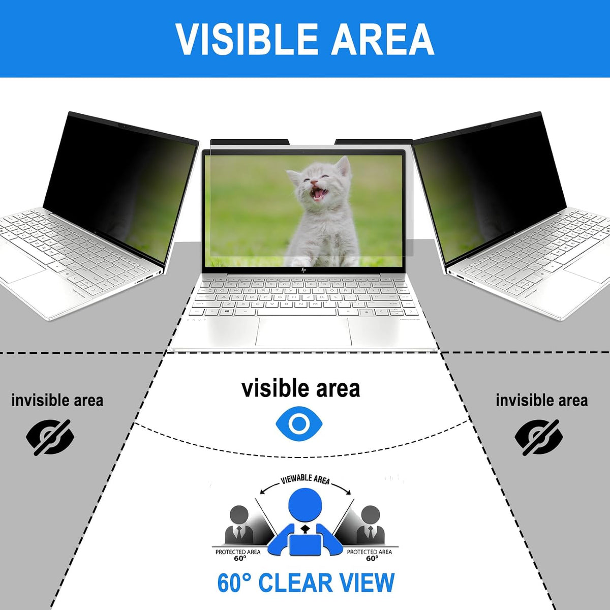 FILMEXT Laptop Privacy Screen 15.6 inch Compatible with HP Elitebook Dell Xps Lenovo Thinkpad, Removable 16:9 Laptop Privacy Filter, Anti-Glare, Blue Light Blocking