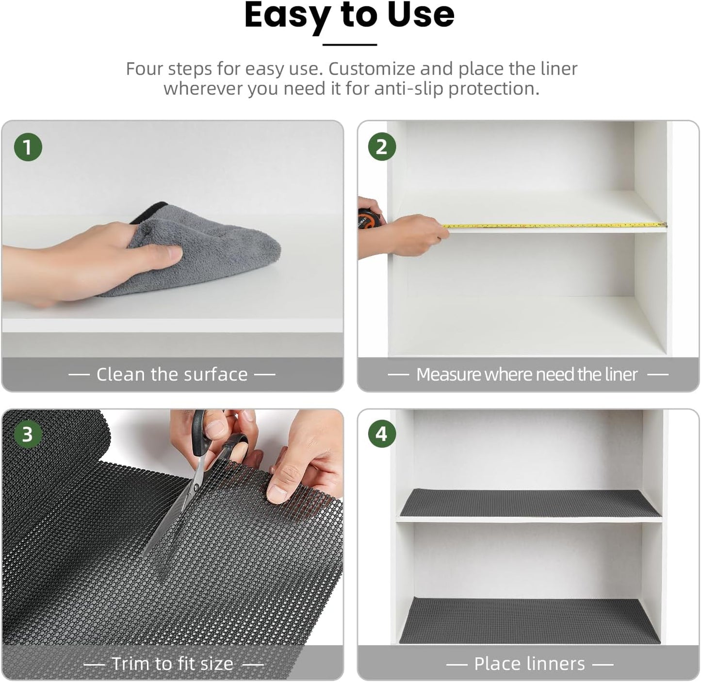 BAGAIL Non-Adhesive Shelf Liner, Thick Strong Grip Drawer Liners for Kitchen Cabinets, Heavy-Duty Easy Cut Cabinet Liners for Shelves, Pantry, Bathroom Cupboards - 12" x 20FT, Charcoal