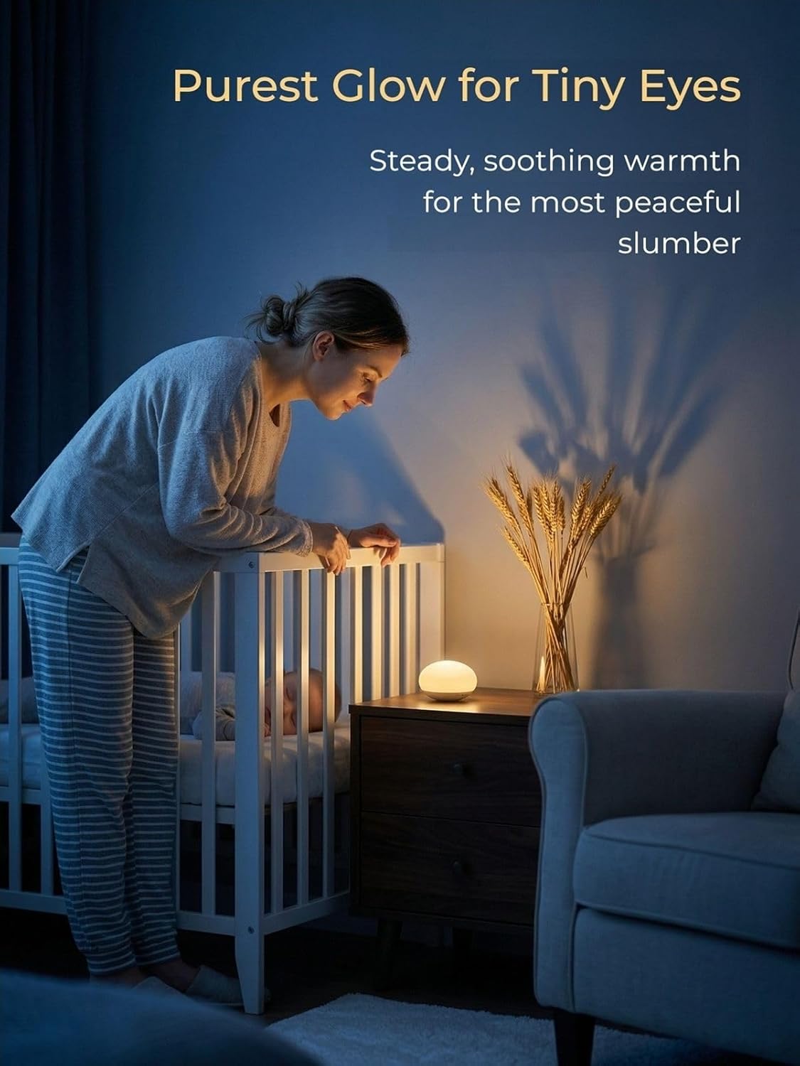 EASZZZ Baby Night Light, Nursery Night Lamp for Breastfeeding, Soft BPA Free Silicone Touch Night Lamp, Eye Caring, Easy Flip Design, Stepless Dimming, 1-Pack
