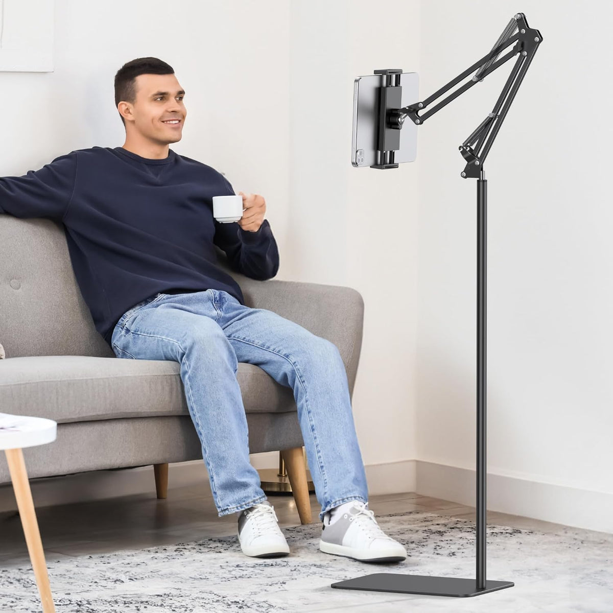 InnoGear Tablet Floor Stand, Overhead Bed Phone Stand Adjustable Holder Universal Floor Stand Compatible with iPhone iPad Pro Air Mini, Samsung Tab, Kindle, E-Readers (Large)