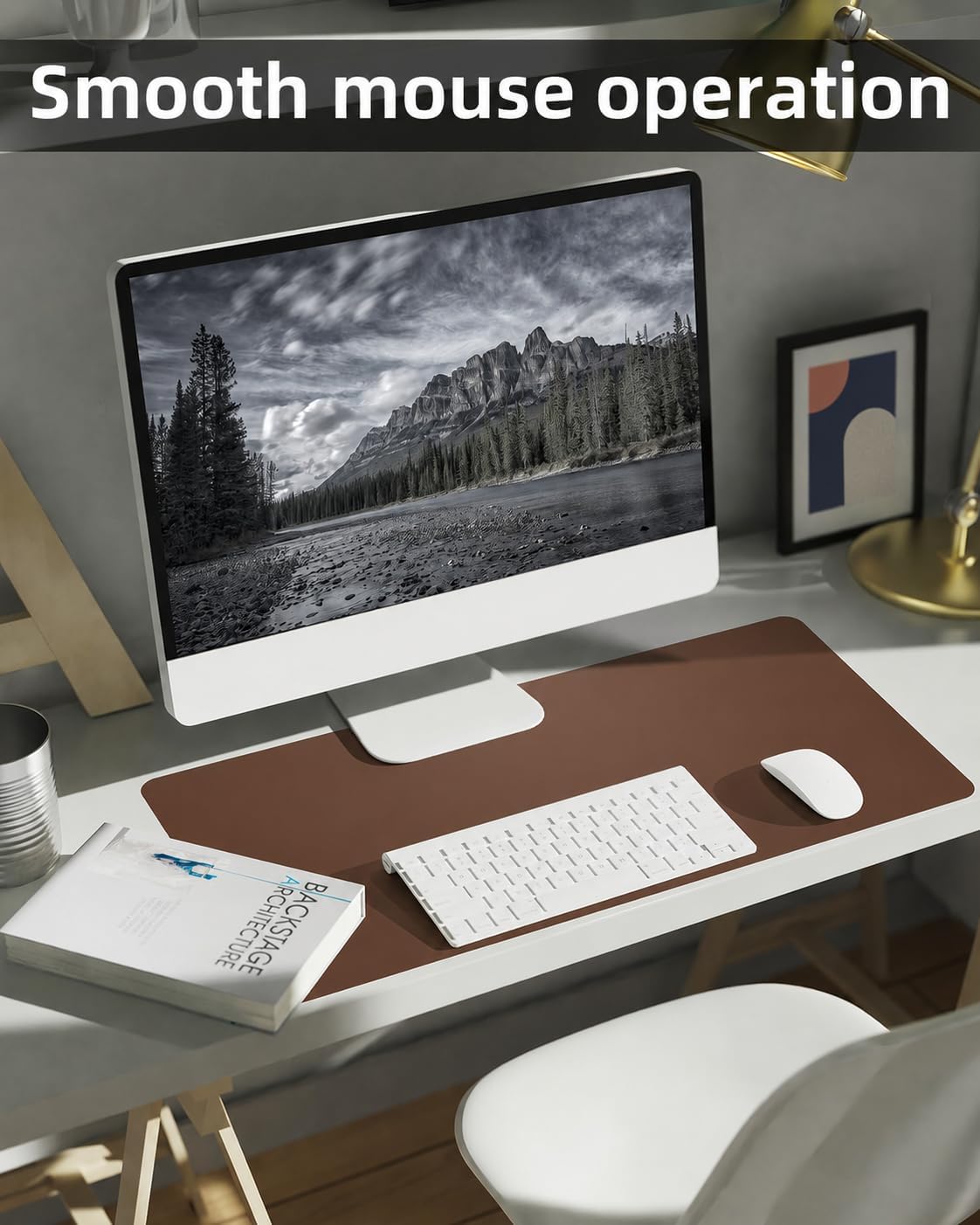 PULeather Non-Slip Desk Mat, Large Mouse Pad & Laptop Desk Pad - Waterproof Writing Pad for Office & Home (Brown, 35.4" x 17")