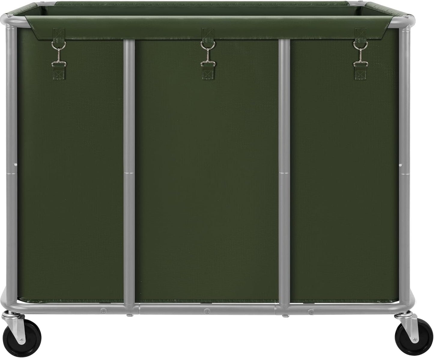 STO STO Commercial Laundry Cart with Lockable Wheels, Large 420L Industrial Rolling Laundry Hamper with Steel Frame, Removable Waterproof Bag, 400 lbs Capacity for Hotels, Hospitals, Factories, Green