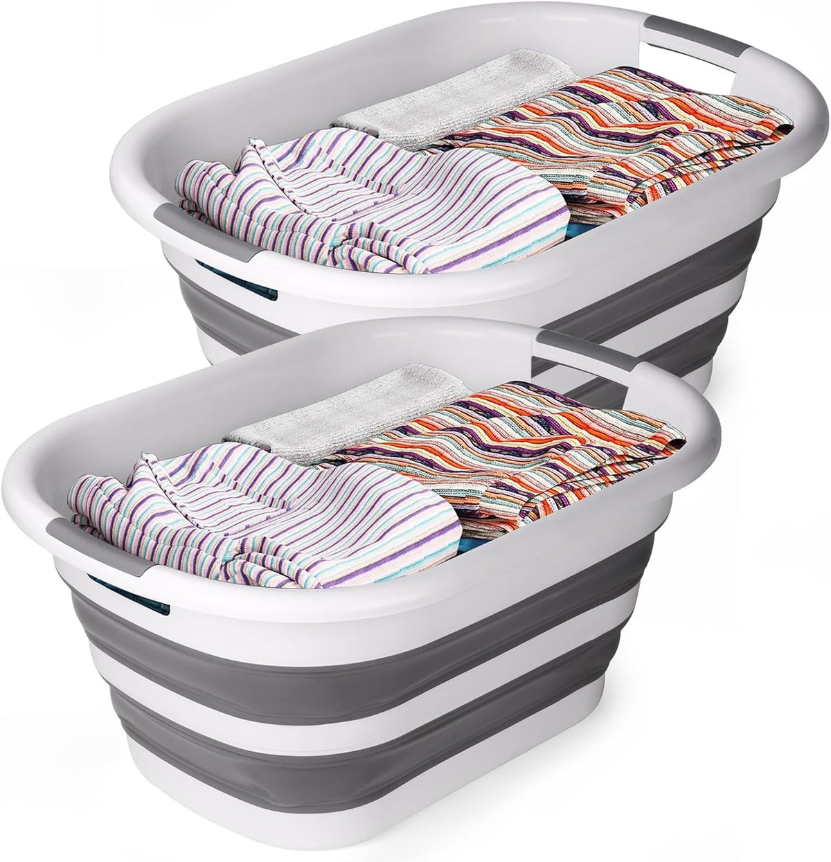 Collapsible Laundry Basket 40L(10.5 Gallon) – Plastic Foldable Pop-Up Clothes Hamper with Handles - Portable Washing Tub & Space Saving Organizer for Dorm, Bedroom & Bathroom