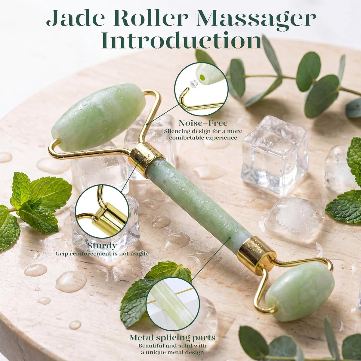BAIMEI IcyMe Jade Roller & Gua Sha Facial Tool Set for Face Depuffing