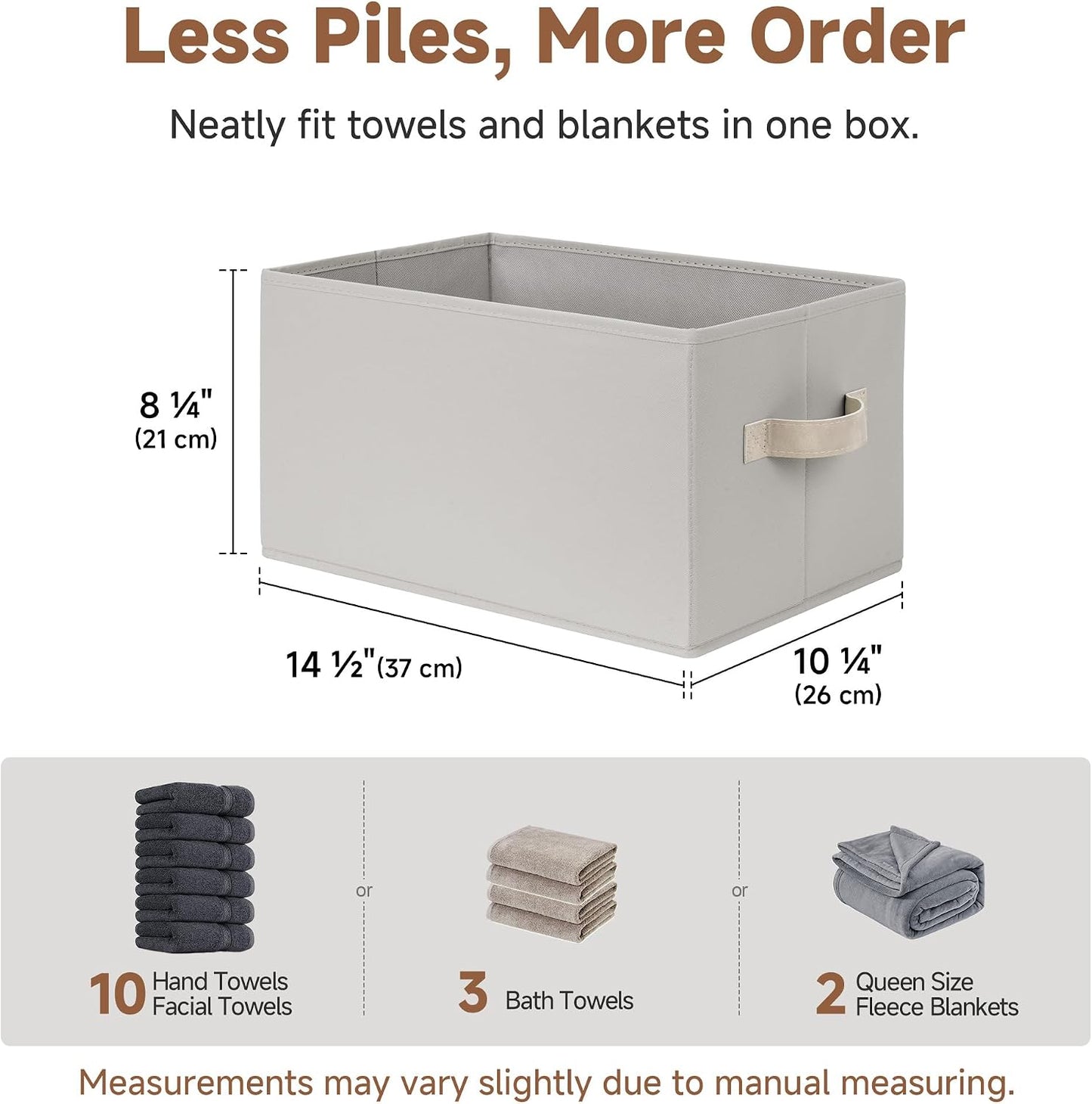 StorageWorks Closet Storage Bins, Light Gray, Large, 3-Pack | Storage Baskets for Shelves, Fabric Storage Bins, Closet Organization and Storage Baskets, Organizer Bins for Clothes