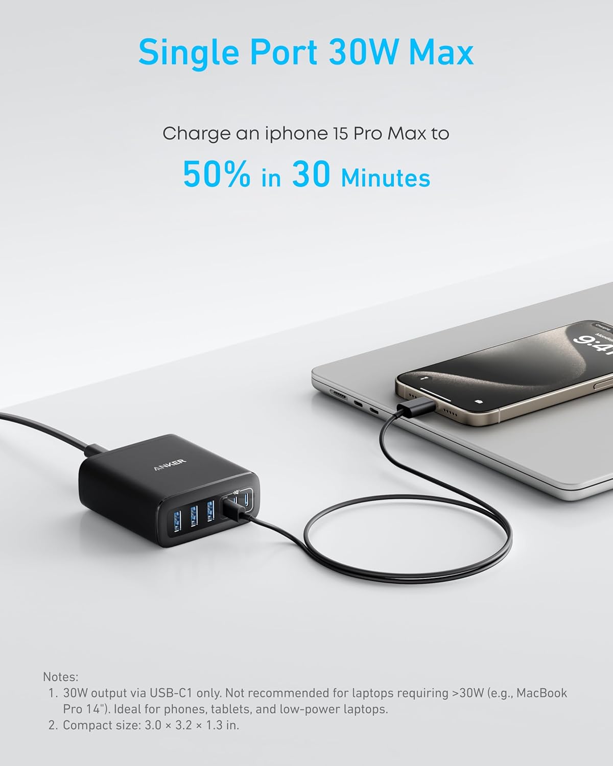 Anker Desktop Charger, Fast Charging USB C Charger with 112W Max 6-Port Desk Accessories for Home Office, Campatible with Multiple Devices, iPhone, iPad, MacBook, Galaxy and More (Cable Not Included)