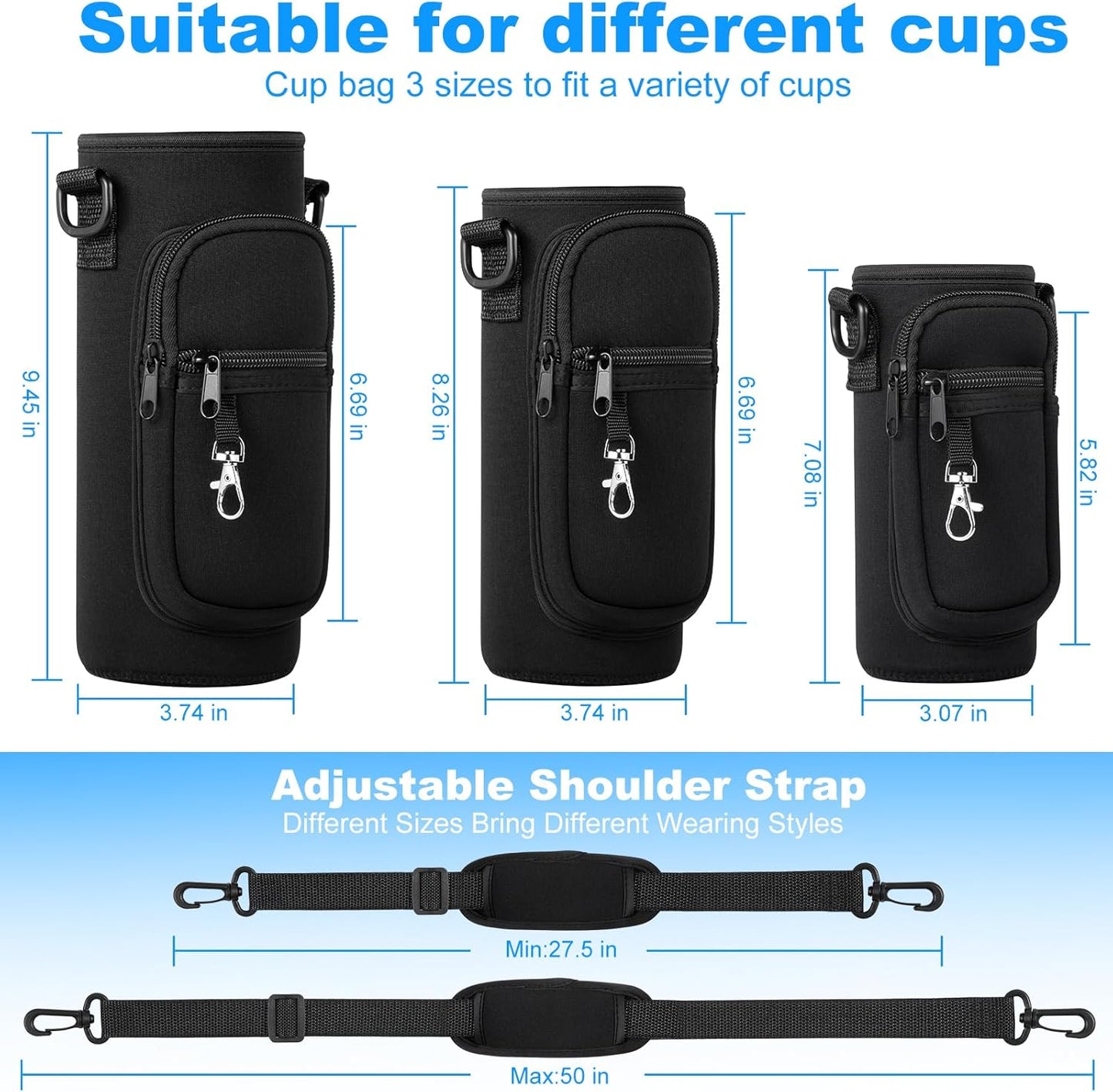 RRegeny Water Bottle Holder with Strap for Hydroflask 32oz 40oz, Carrier Sling Bag with Phone Pocket Water Bottle Sleeve for Men Women Hiking Camping Travelling