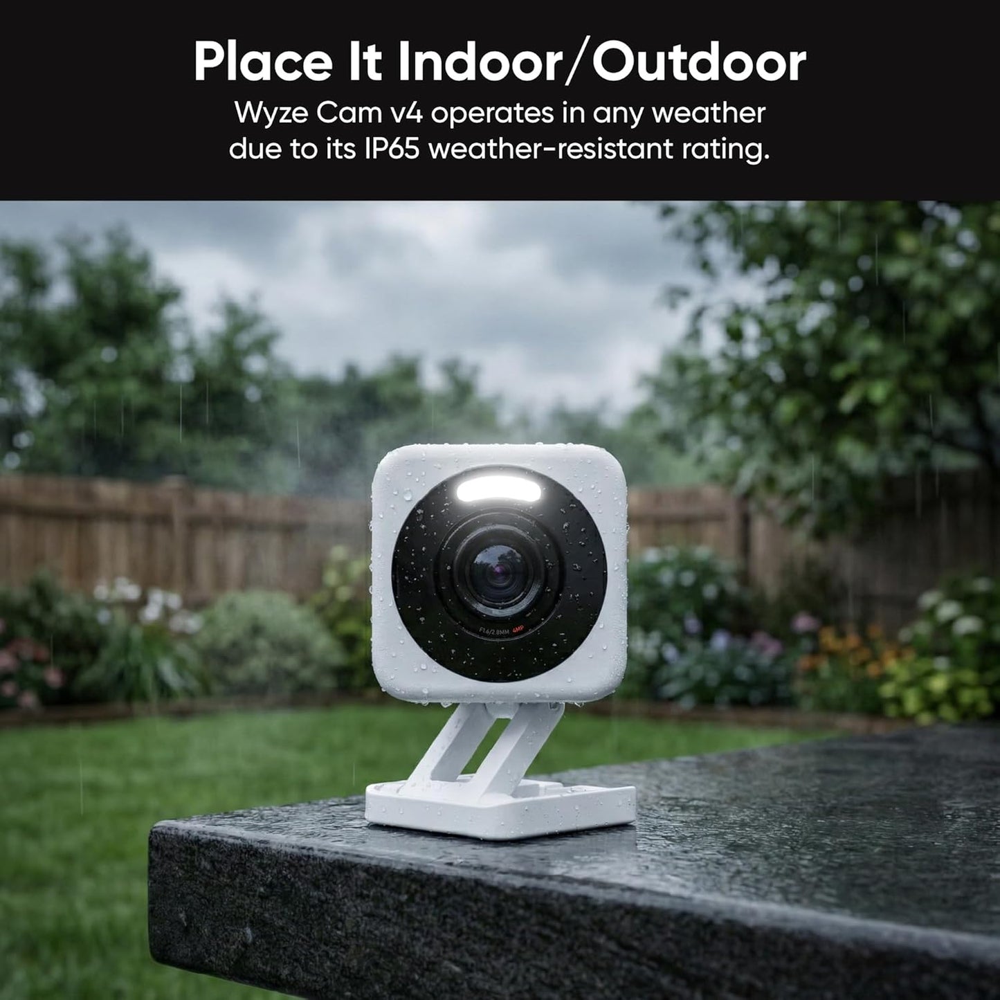 WYZE Cam v4 (Latest Model), 2.5K AI Security Camera, Indoor/Outdoor Cameras for Home Security, Baby Monitor & Pet Camera, Vibrant Color Night Vision, No Subscription Required, Free Expert Help