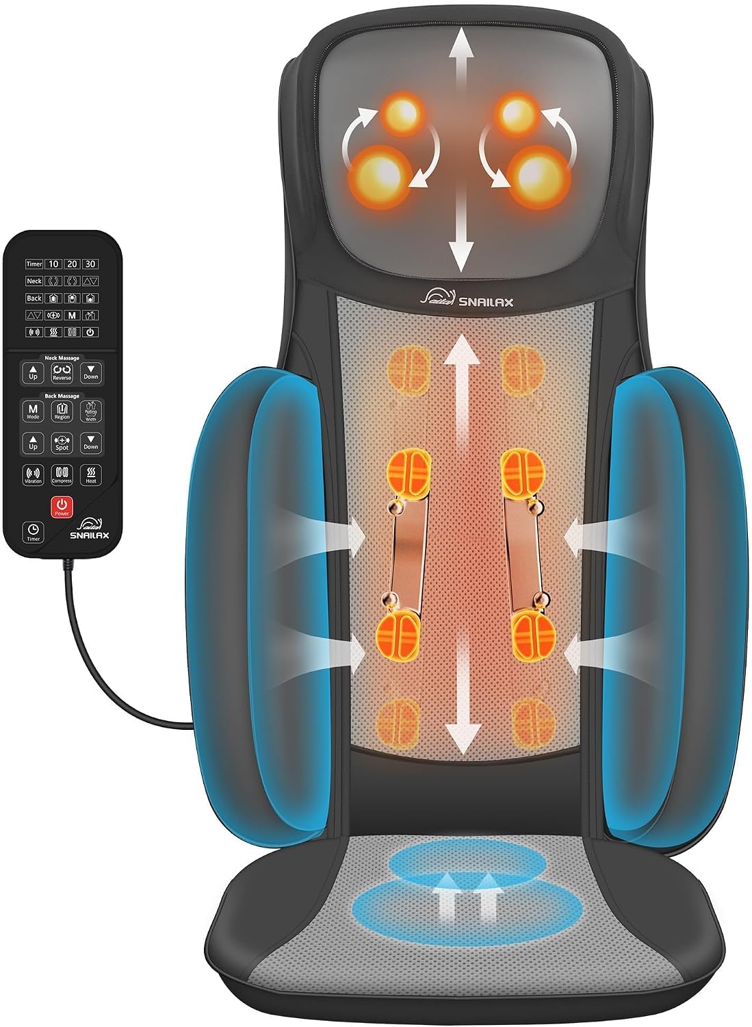 Snailax Back Massager with Heat, Shiatsu Massage Chair Pad for Home Office