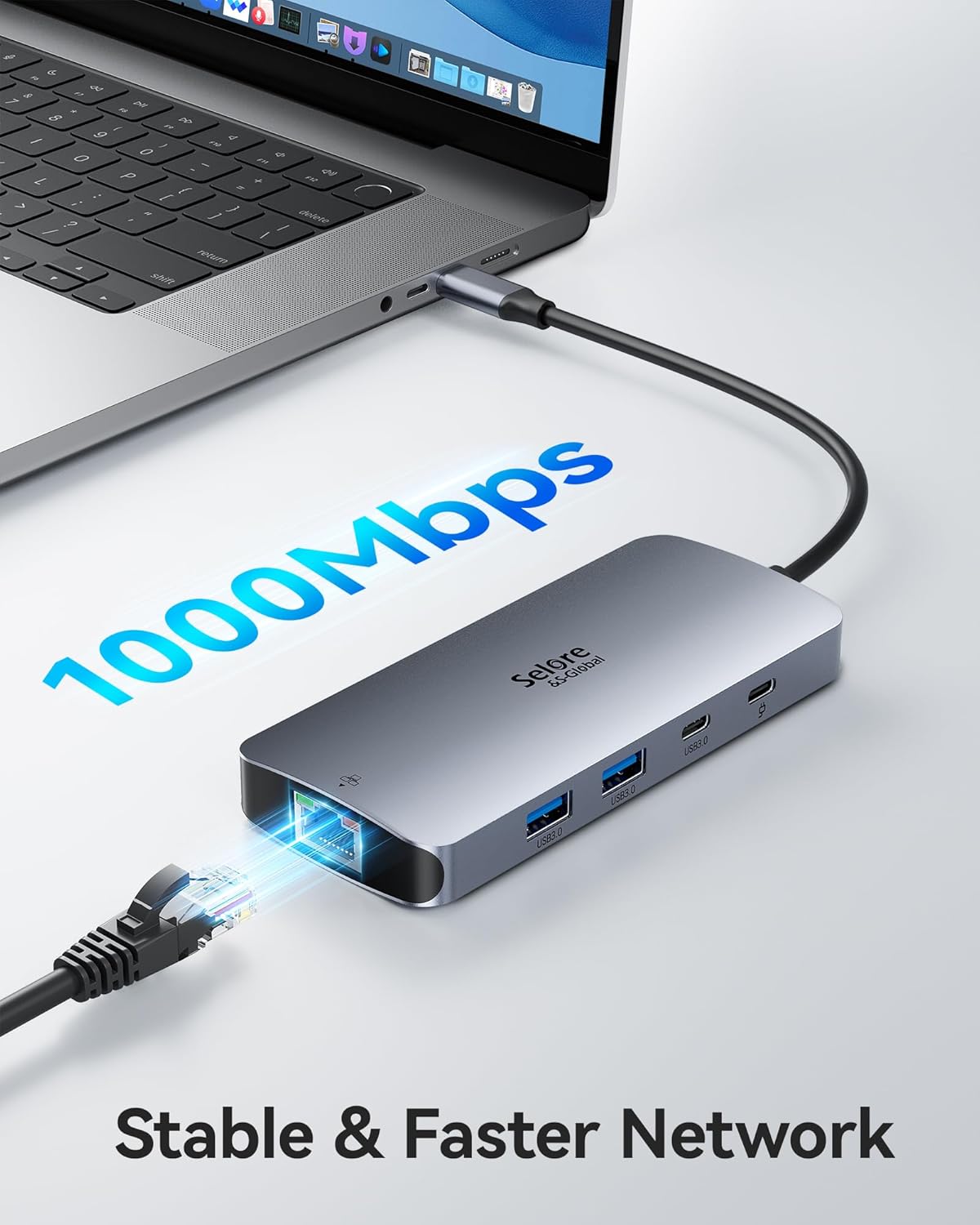 USB C Docking Station Dual Monitor, Selore Docking Station 3 Monitors Triple 4K Display with 2 HDMI, DisplayPort, 1Gbps Ethernet, 100W PD Charging, USB 3.0 Ports Adapter for Dell, HP, Lenovo,etc