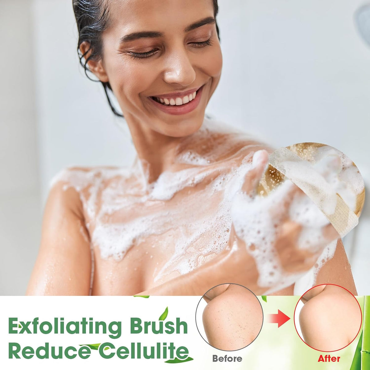Gejoy 10 Pcs Dry Brushing Body Brush for Lymphatic Drainage Exfoliating Brush with Massage Nodule Dry Skin Body Scrubber Cellulite Shower Circulation Dead Exfoliator (4.3 x 4.3 Inches,Wood Color)