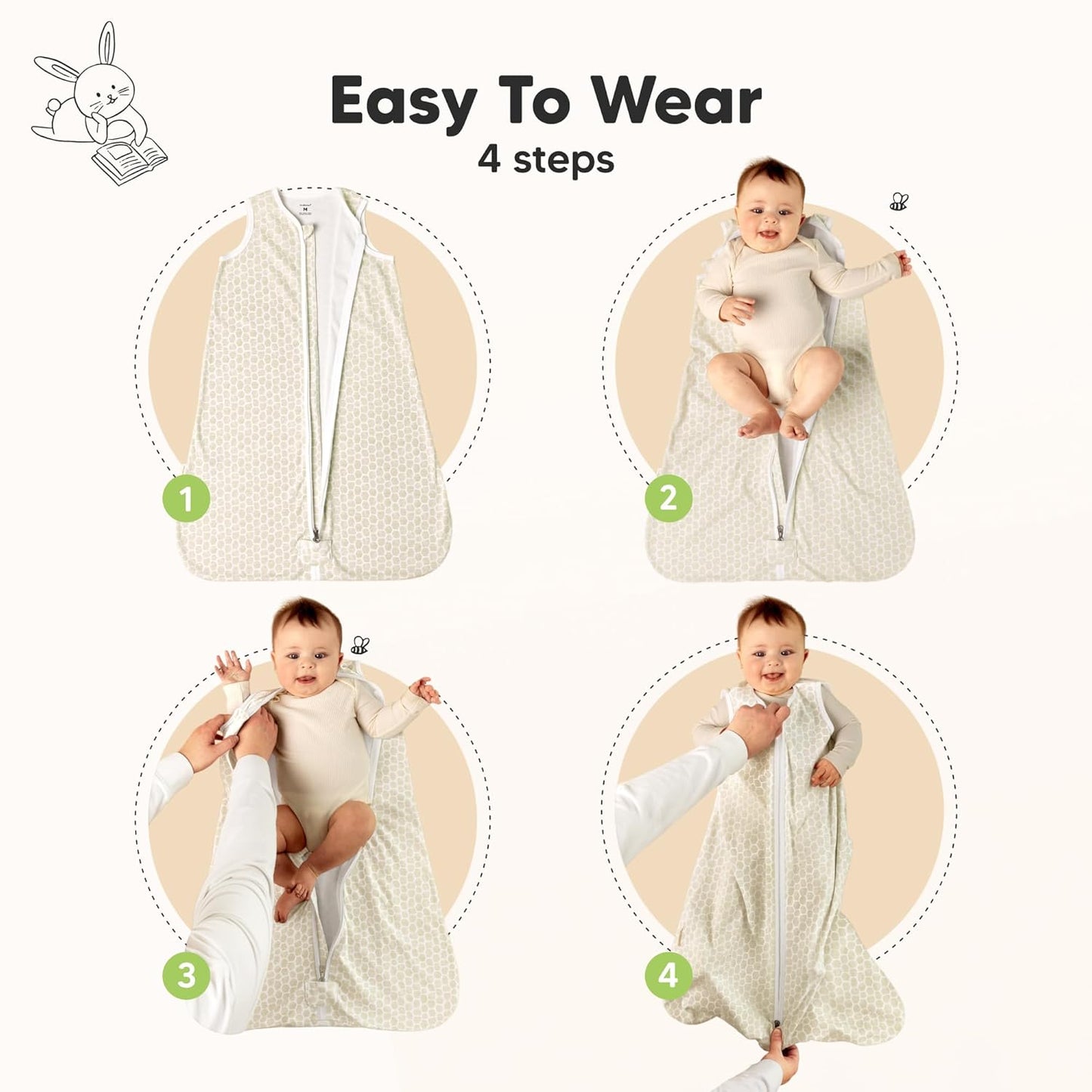 2-Pack Baby Sleep Sacks,Zipper Wearable Blanket - 0.5TOG Organic Cotton,Lightweight,Soft Cozy Toddler Sleeping Sack 6-12 months,Easy to Wear Large Newborn Transition Swaddles Sleepsacks(BumbleBear, M)