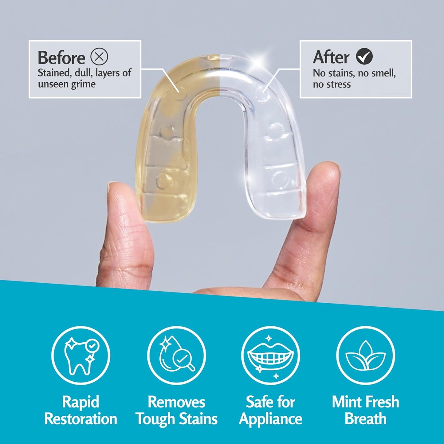 Retainer Cleanser Tablets Invisalign Cleaner, Removes Odors Discoloration Stains and Plaque 4 Month Supply Denture Cleansers Retainers Mouth Guards Denture Bath Mint by M3