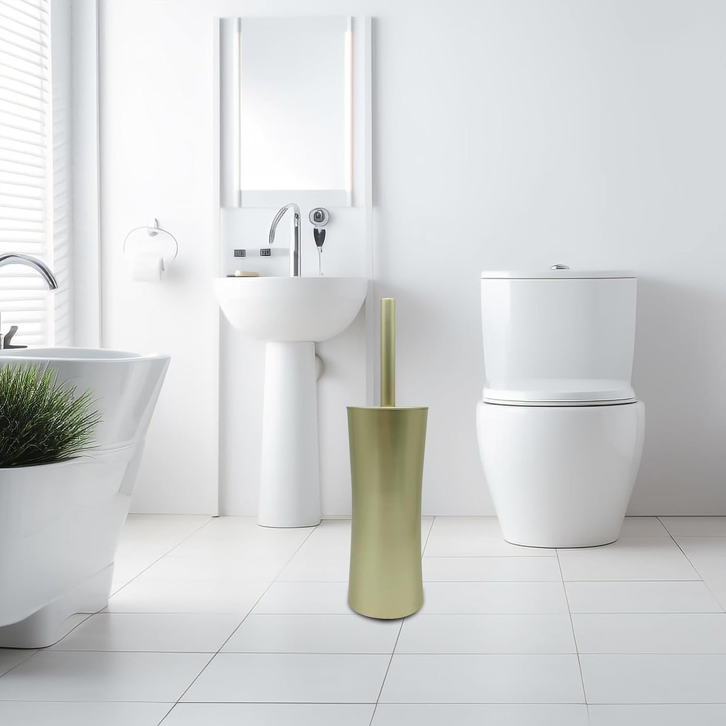 Vince Camuto Toilet Bowl Brush with Holder, Durable Bathroom Cleaning Tool, Modern Design for Easy Toilet Maintenance, Bathroom Cleaner Brush for Efficient Cleaning and Hygiene