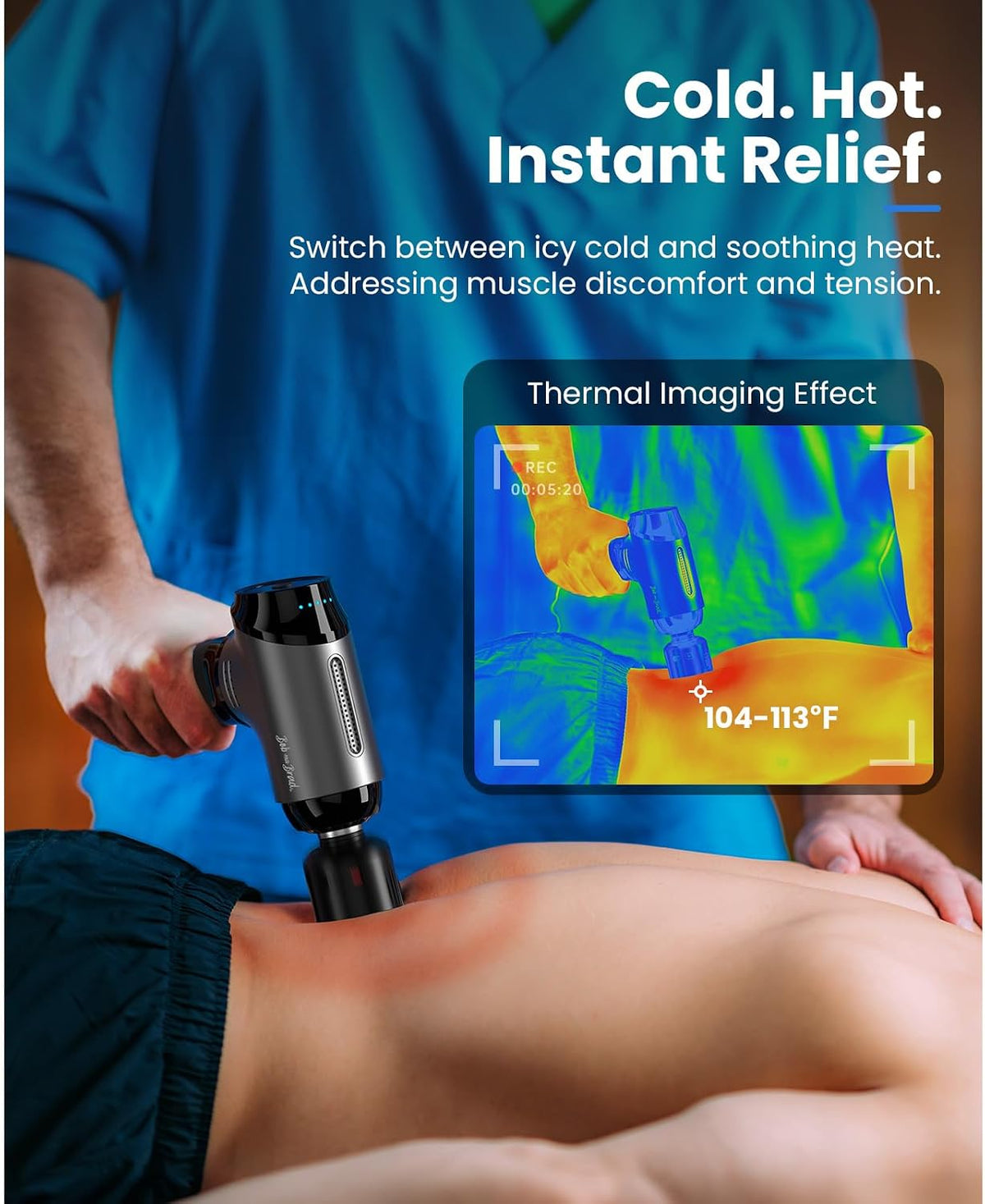 BOB AND BRAD T2 Pro Deep Tissue Massage Gun with Heat & Cold, Percussion