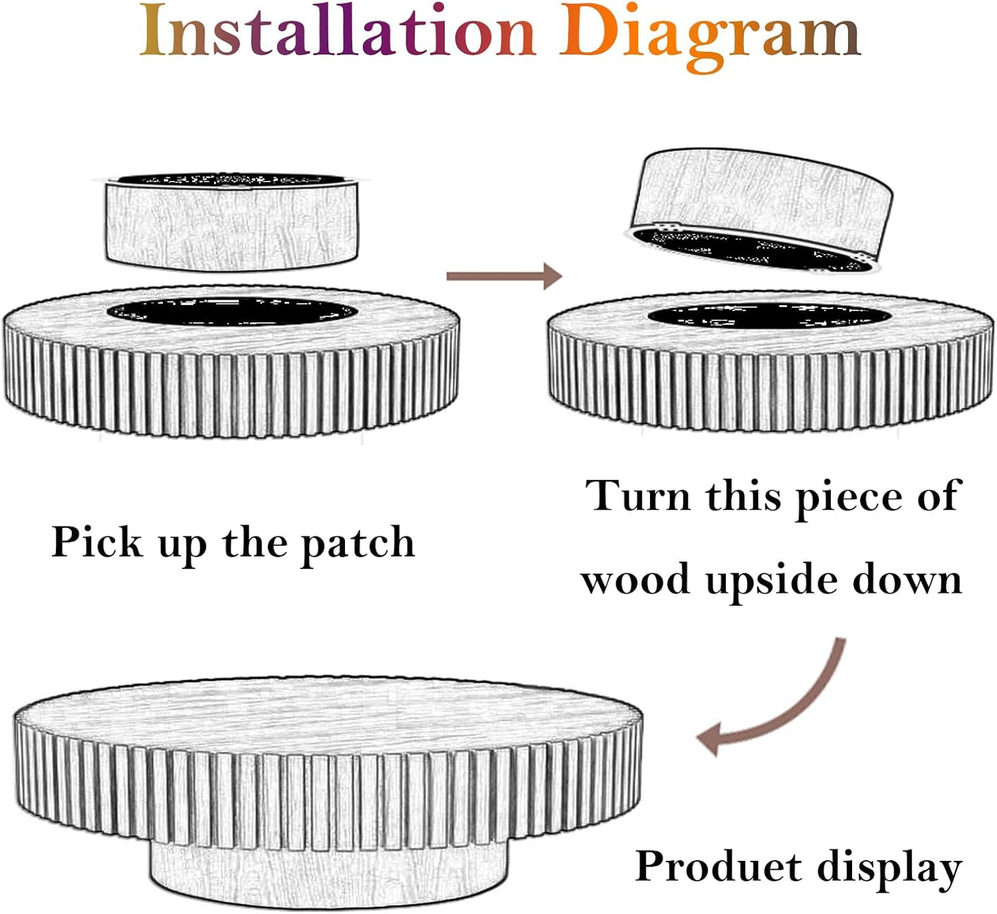 Unique Fluted Coffee Table with Sturdy Pedestal (F Round Brown 31.5in) | Modern Handcraft Drum Side End Table Easy Assembly for Living Room Apartment
