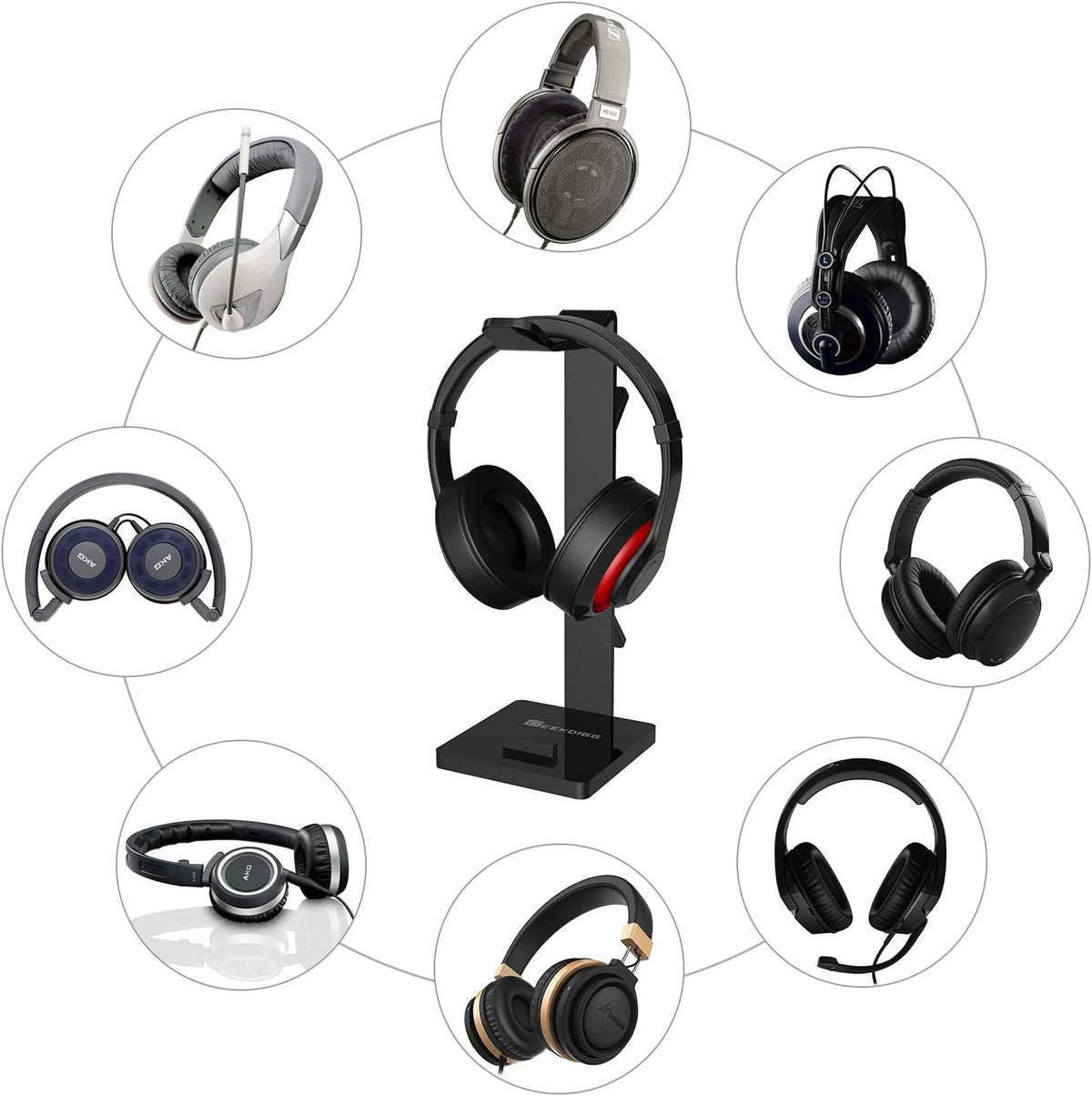 Headphone Stand Gaming Headset Holder For Desk Cable Organizer & Cellphone Stand for All Headphones Size headphone Holder Set Gaming PC Accessories Gaming Station – Black
