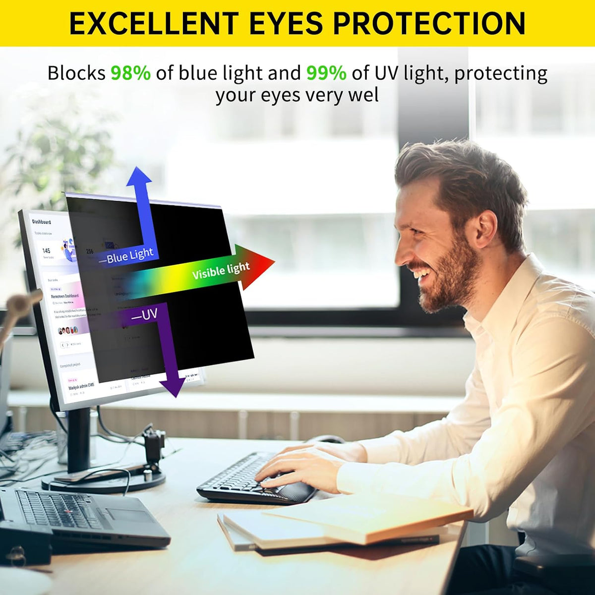 32 Inch Hanging Computer Privacy Screen Filter for 16:9 Monitors