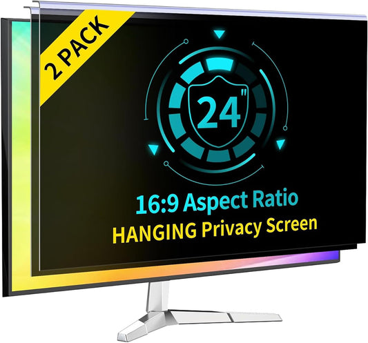 2 Pack 24 Inch Hanging Computer Privacy Screen Filter for 16:9