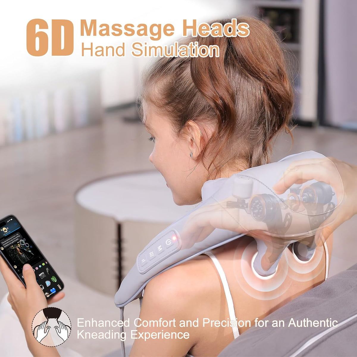 MASGRE Shiatsu Neck and Shoulder Massager, Cordless Back Massager with Heat