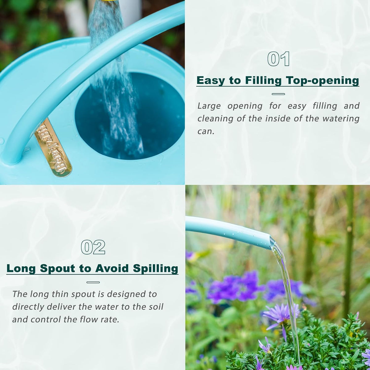 2L Long Spout Watering Can, Stainless Steel Water Can (Magnolia)