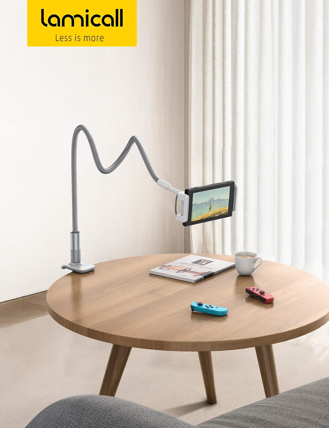 Lamicall Gooseneck Tablet Holder, Tablet Stand : Flexible Arm Clip Tablet Mount Gifts, Compatible with iPad mini Pro Air, Kindle, Switch, Galaxy Tabs, More 4.7-10.5" Devices - Gray