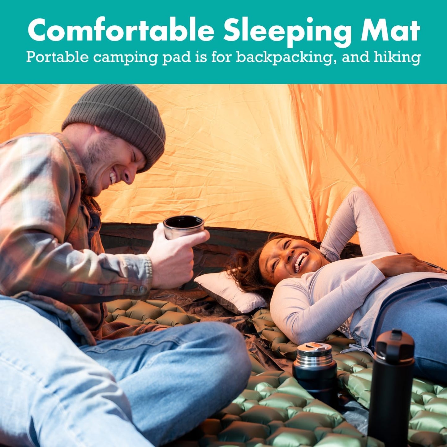 Sleepingo Ultralight Sleeping Mat - Inflatable & Compact Camping Air Mattress for Backpacking, Hiking- New