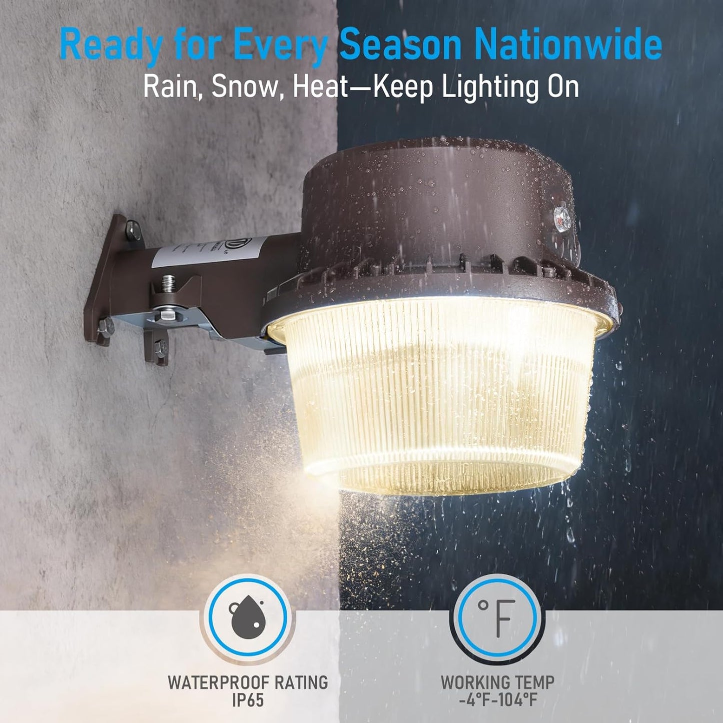 TORCHSTAR LED Barn Light, Dusk to Dawn Area Lights with Photocell, Outdoor Security Flood Lighting, ETL & FCC Listed, IP65 Waterproof, Aluminum, 110-277V, Garage, Yard, 3000K Warm White, Bronze