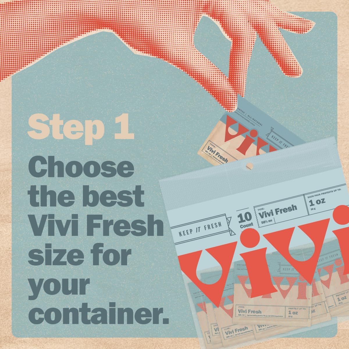 Vivi Fresh 1 Ounce Humidity Control Packs | 10-pack in Resealable Bag | For All Airtight Storage Containers, Store Longer and Preserve Freshness | Made in the USA by Boveda