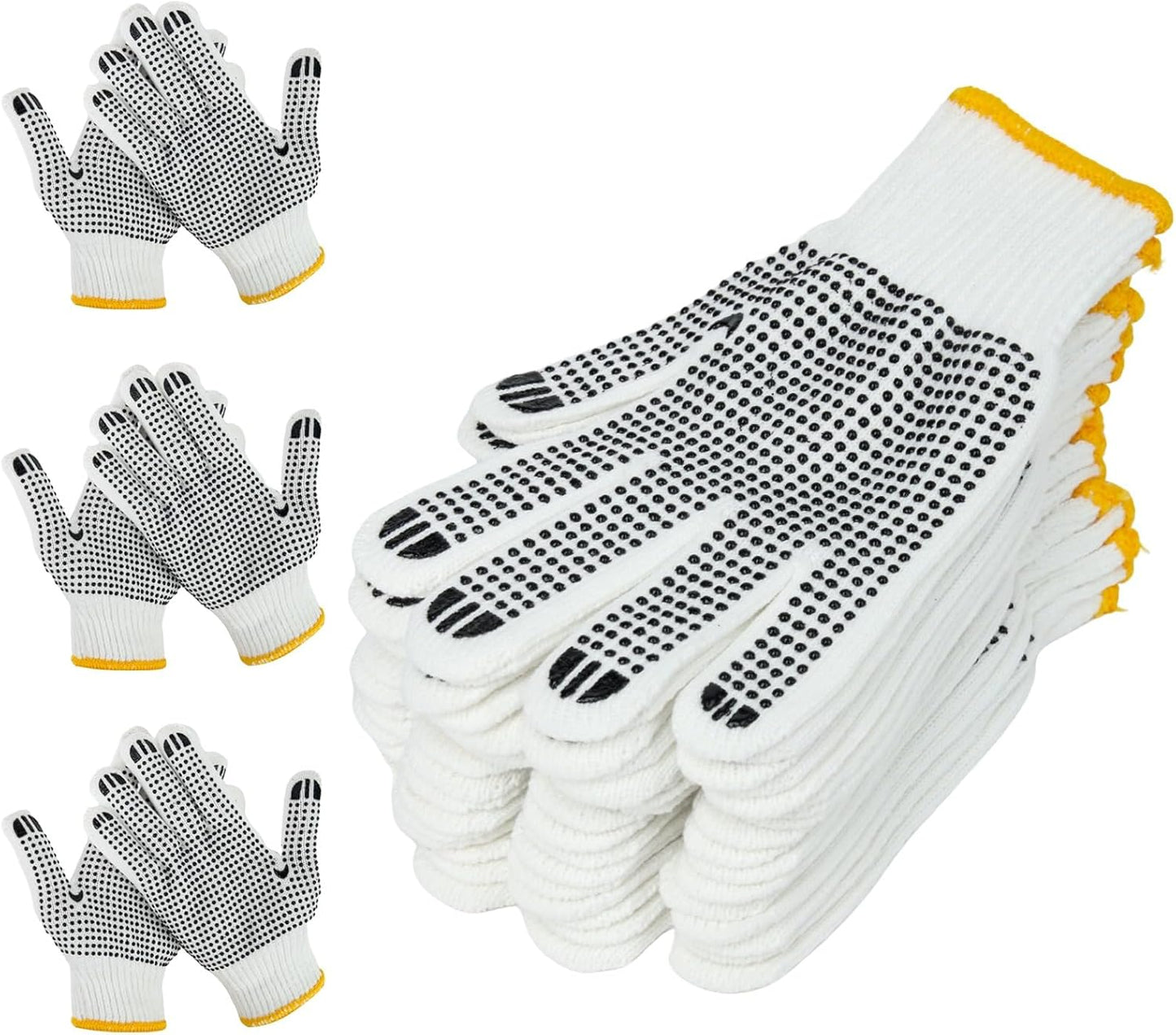 Unisex white cotton polyester knittedsafety gloves,suitable for gardening,warehouse,cooking work-12/36/240 pairs