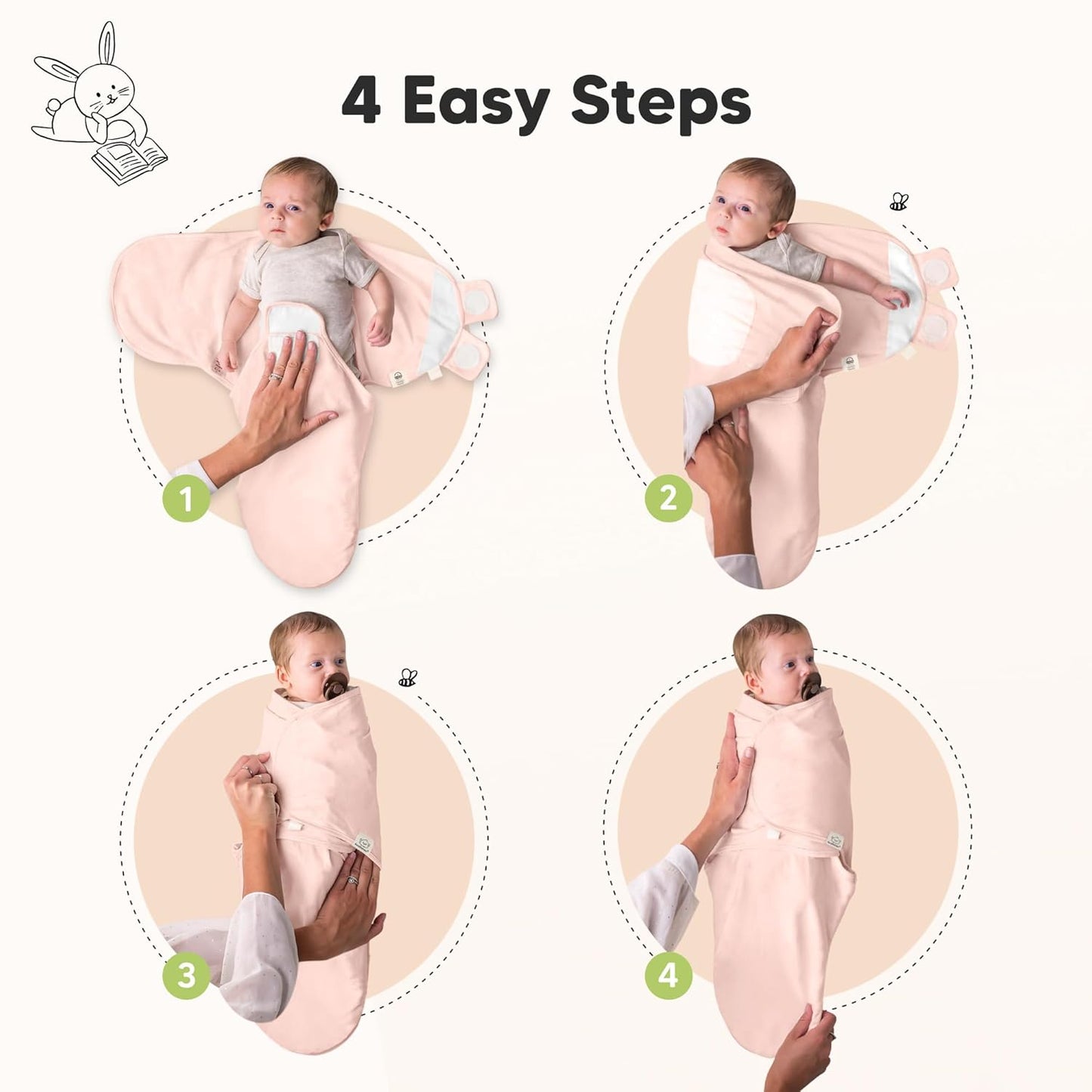 3-Pack Organic Baby Swaddle Sleep Sacks - Swaddles for Newborns, Infant 0-3 Months, Baby Girls, Boys, Soft & Snug Newborn Sleep Sack, Nursery Swaddling Blankets (Angelic, OS)