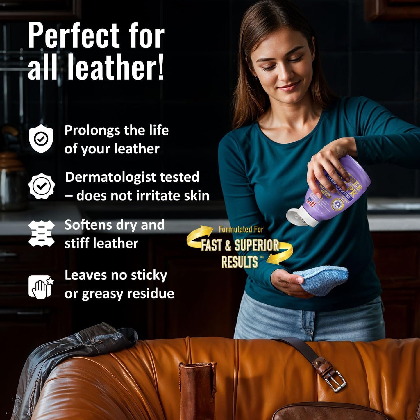 Leather CPR Cleaner and Conditioner 18oz. Bring Leather Back To Life on Furniture, Car Seats, Handbags, Jackets, Boots, Saddles, Purses & Shoes. Restores Shine, Softness & Color to Real Leather