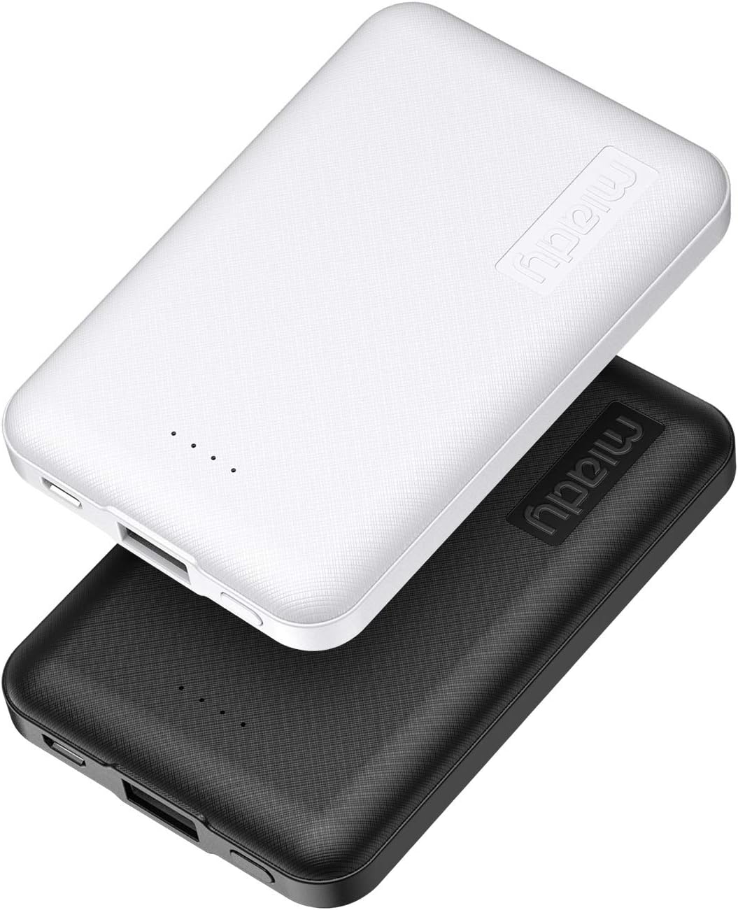 Miady 2-Pack 5000mAh Mini Portable Charger, 5V 2.4A USB-C Output Fast Charging Power Bank for Travel Small Battery Pack Compatible with iPhone 17/16/15 Galaxy S24/S22 iPad Android etc (White+Black)