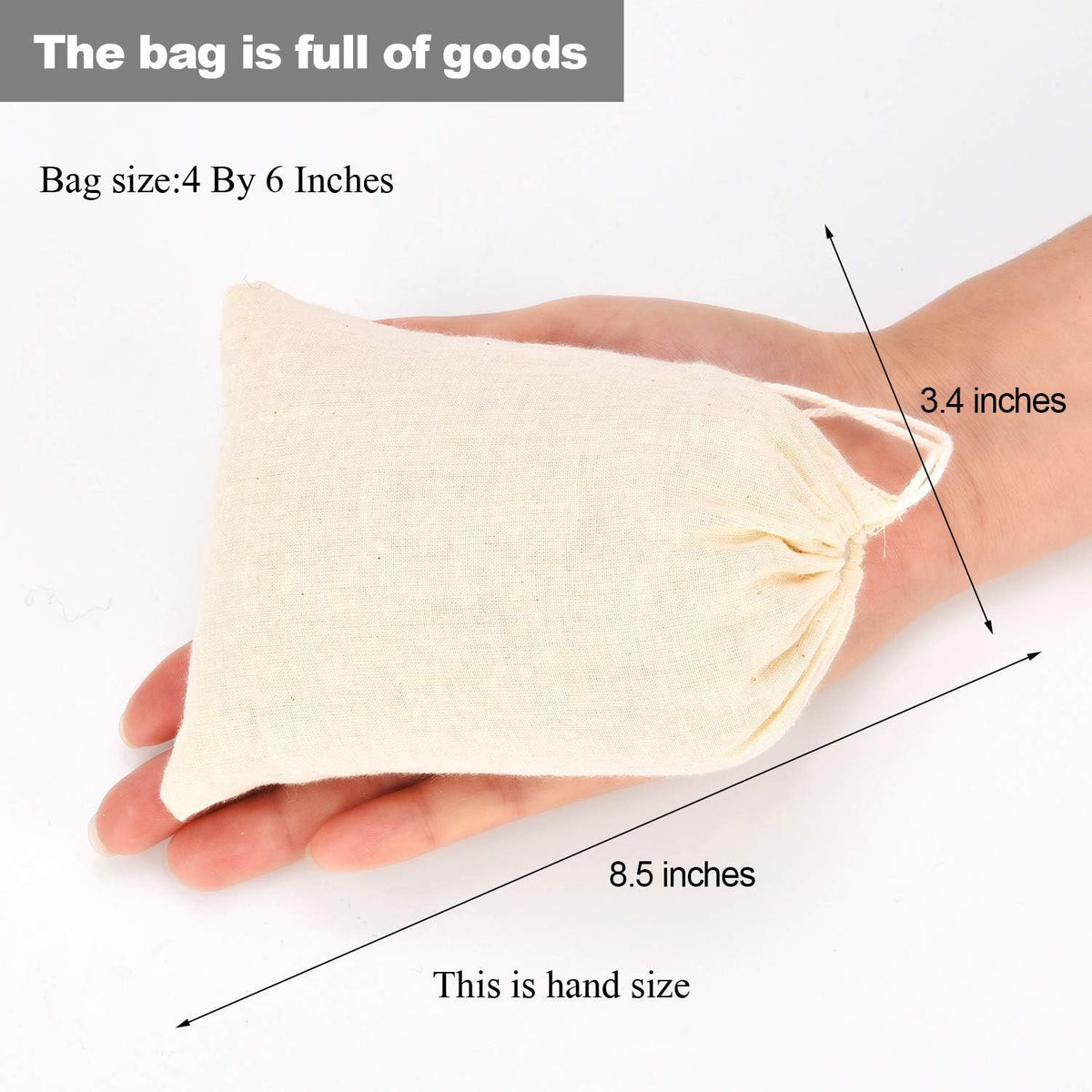 Tatuo 50 Pcs Muslin Bags 4 X 6 Inches, Cotton Drawstring Pouches Party