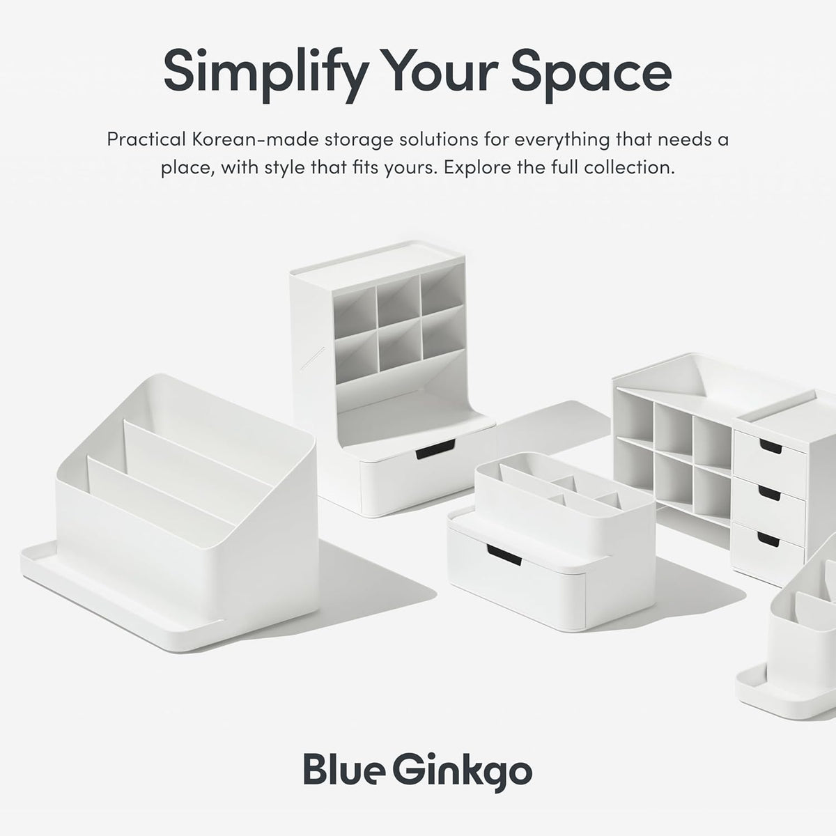 BLUE GINKGO Desk Organizer Tray, White, Made in Korea