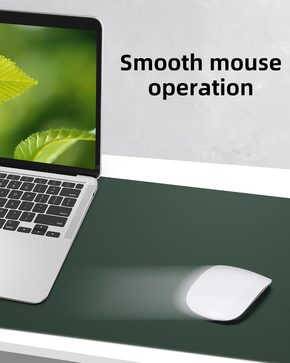 AFIING Leather Desk Pad Protector, Mouse Pad, Office Desk Mat, Non-Slip PU Leather Desk Blotter, Large Desk Mat, Waterproof Keyboard Mat for Office/Home/Decor (Dark Green, 48" x 17")