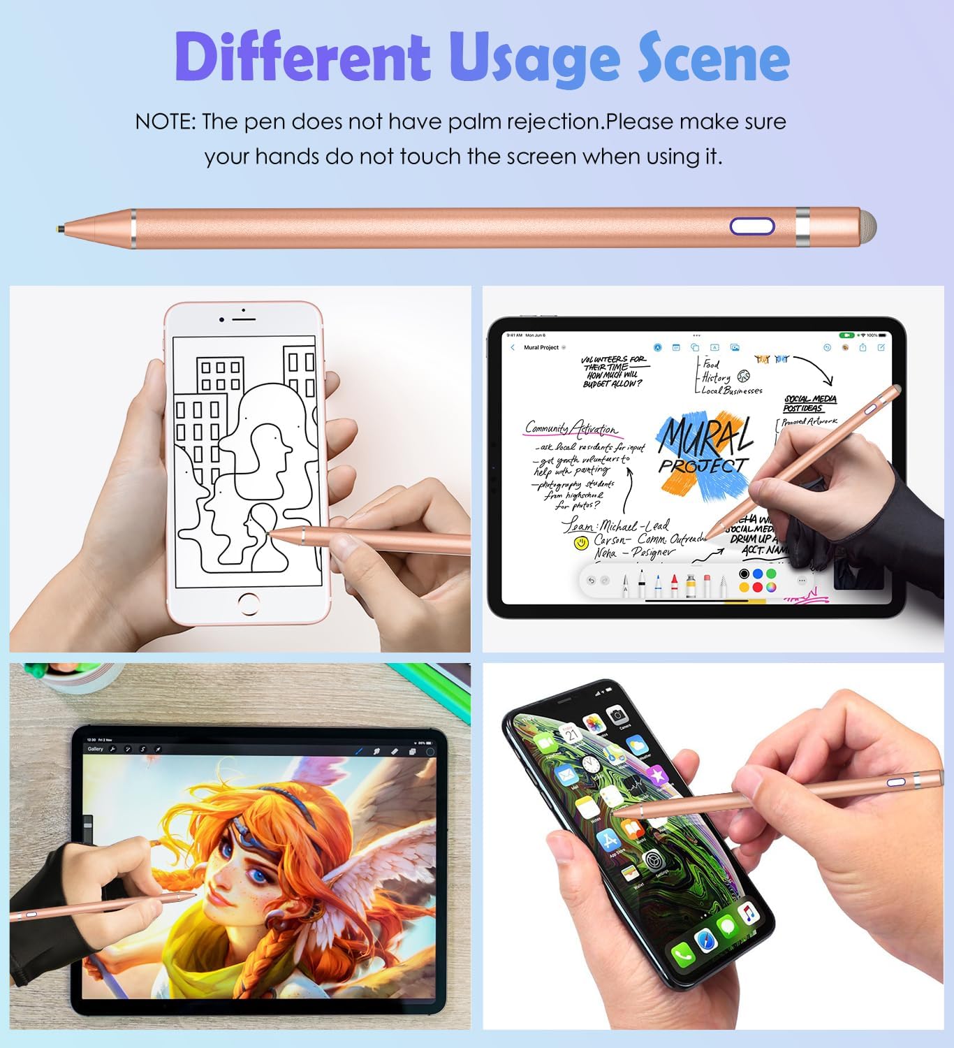 Active Stylus Pen for Touch Screens, Dual Pen Tips for Drawing & Writing, High-Precision Universal Digital Pencil for A-pple i-Phone 17/16/15/14/13/12, Tablet, Phone, Sam-Sung, K-indle, i-Pad, Orange