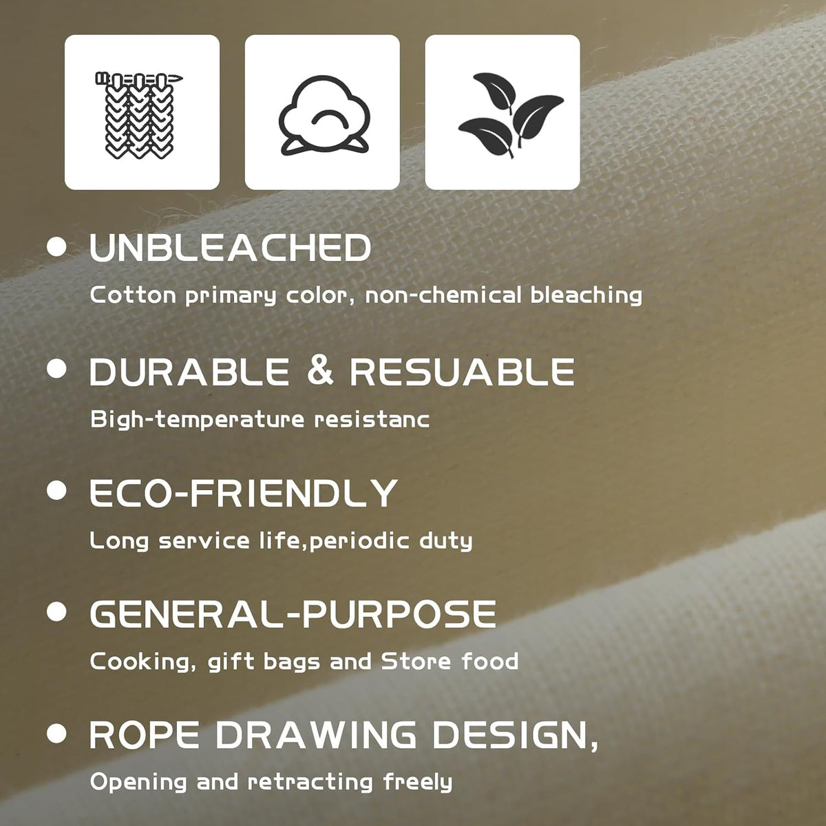 Tatuo 50 Pcs Muslin Bags 18 X 20 Inches, Cotton Drawstring Pouches Party