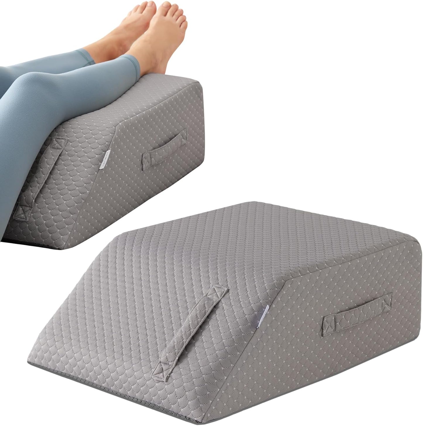 MEGCXIT Leg Pillow Elevation Blood Circulation, Leg Wedge for Elevation for Swelling, Leg Elevating Pillow for After Surgery Memory Foam Foot Knee Pillow for Back Sleeping 23.6×16.8×8 Inch Short Plush