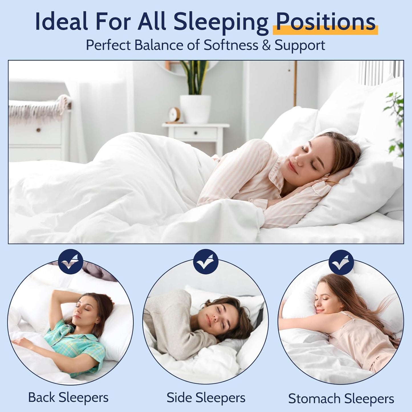 ROUMEA Pillows King Size Set of 2, Gusseted Bed Pillows for Sleeping 2 Pack, Luxury Hotel Quality, Supportive King Pillow with Soft Down Alternative for Back Stomach Side Sleepers,Machine Washable