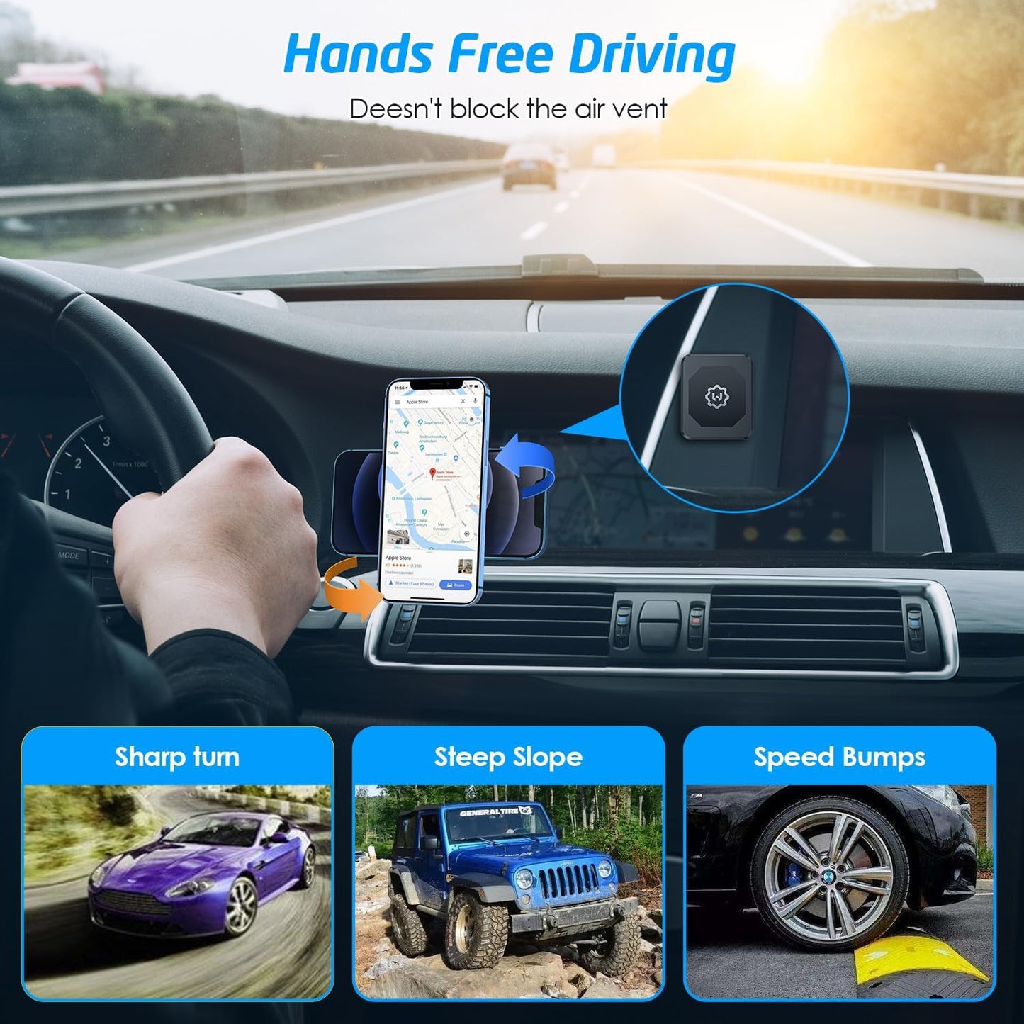 Rectangle Flat Stick On Dashboard Magnetic Car Mount Holder for Cell Phones and Mini Tablets with Fast Swift-Snap Technology - Extra Slim