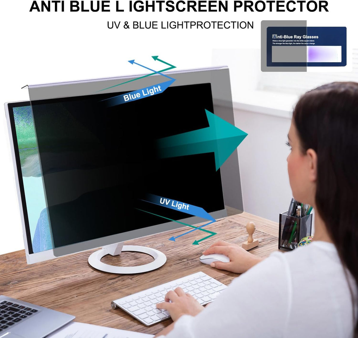 32 Inch Hanging Computer Privacy Screen Protector Shield Compatible for