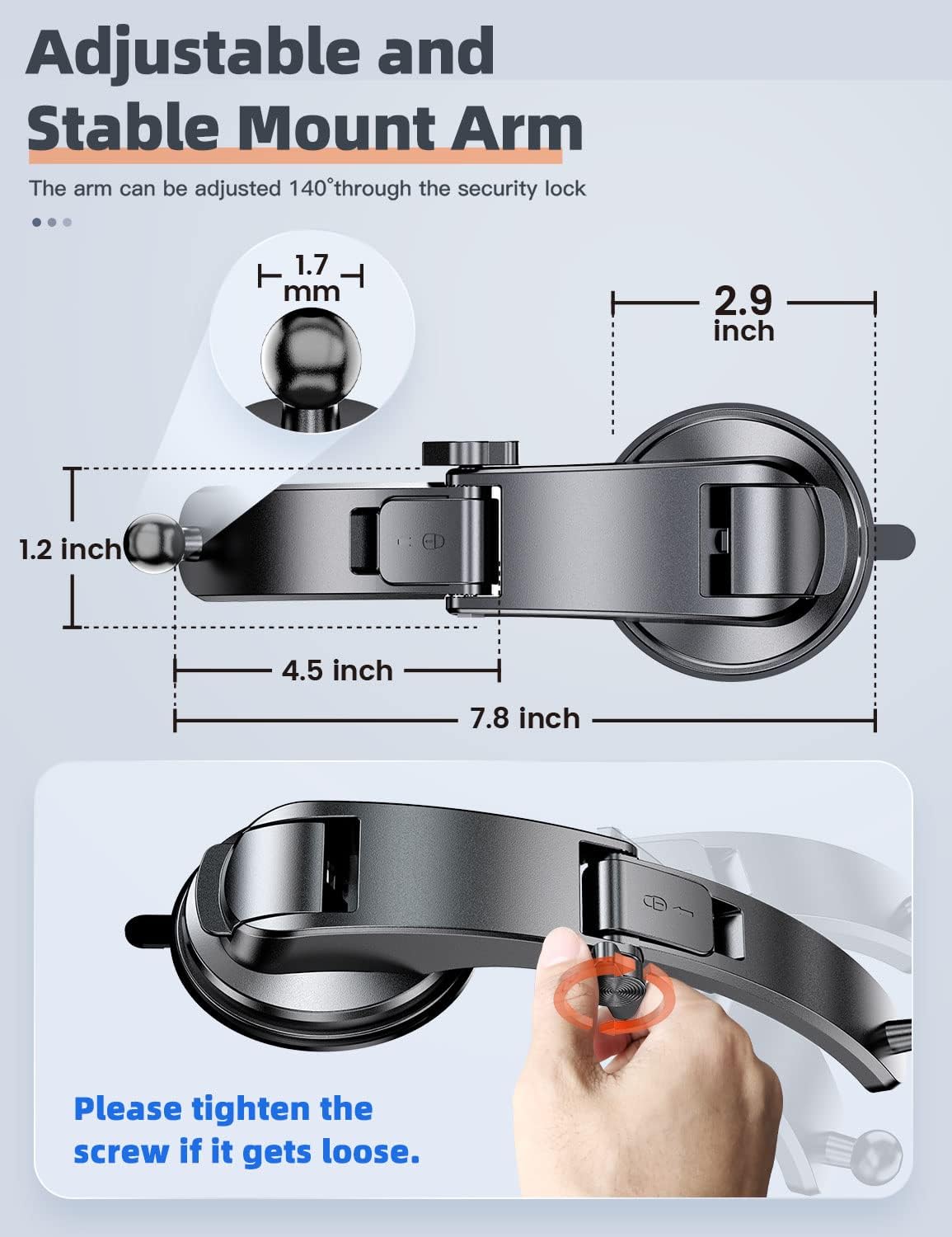 eSamcore iPad Holder for Car, Dashboard Tablet Holder for Car Suction Cup Mount with Large Clamp for All 6"-11" Apple iPad Accessory Samsung Galaxy Tab Tablet Stand