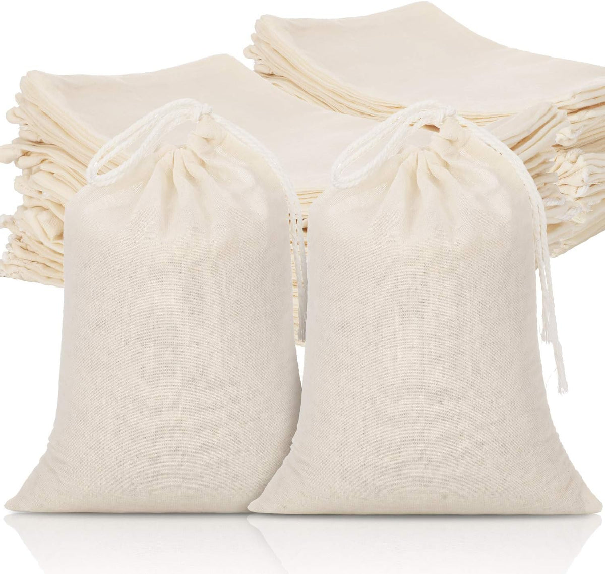 Tatuo 50 Pcs Muslin Bags 6 X 8 Inches, Cotton Drawstring Pouches Party